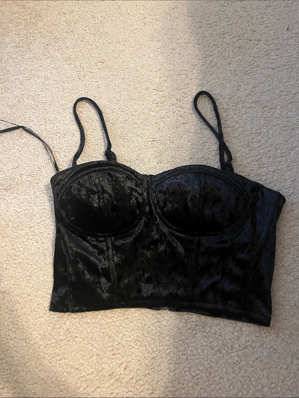 Forever 21 Black Velvet Bustier Crop Top